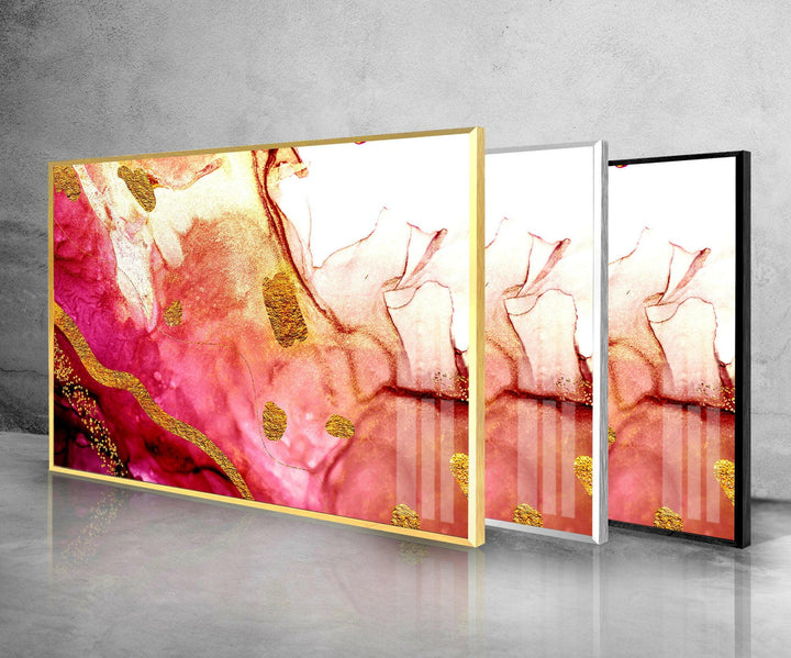 Luxury Pink Alcohol ink Glass Wall Art , glass pictures for Wall, glass prints wall art