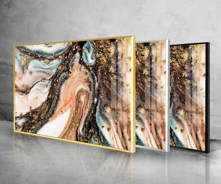 Gold and Pink Marble Tempered Glass Wall Art - MyPhotoStation