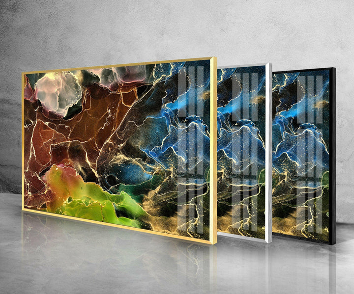 Brown Green Abstract Glass Wall Art , print picture on glass,Tempered Glass Wall Art