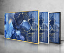 Alcohol ink Blue Abstract Tempered Glass Wall Art