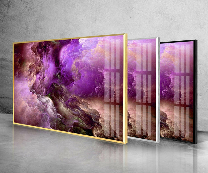 Purple Clouds Abstract Glass Wall Art