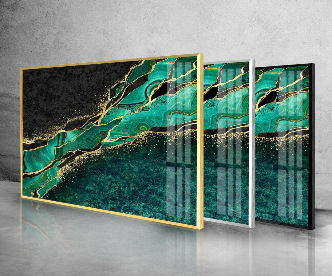 Emerald Green Marble Glass Wall Art