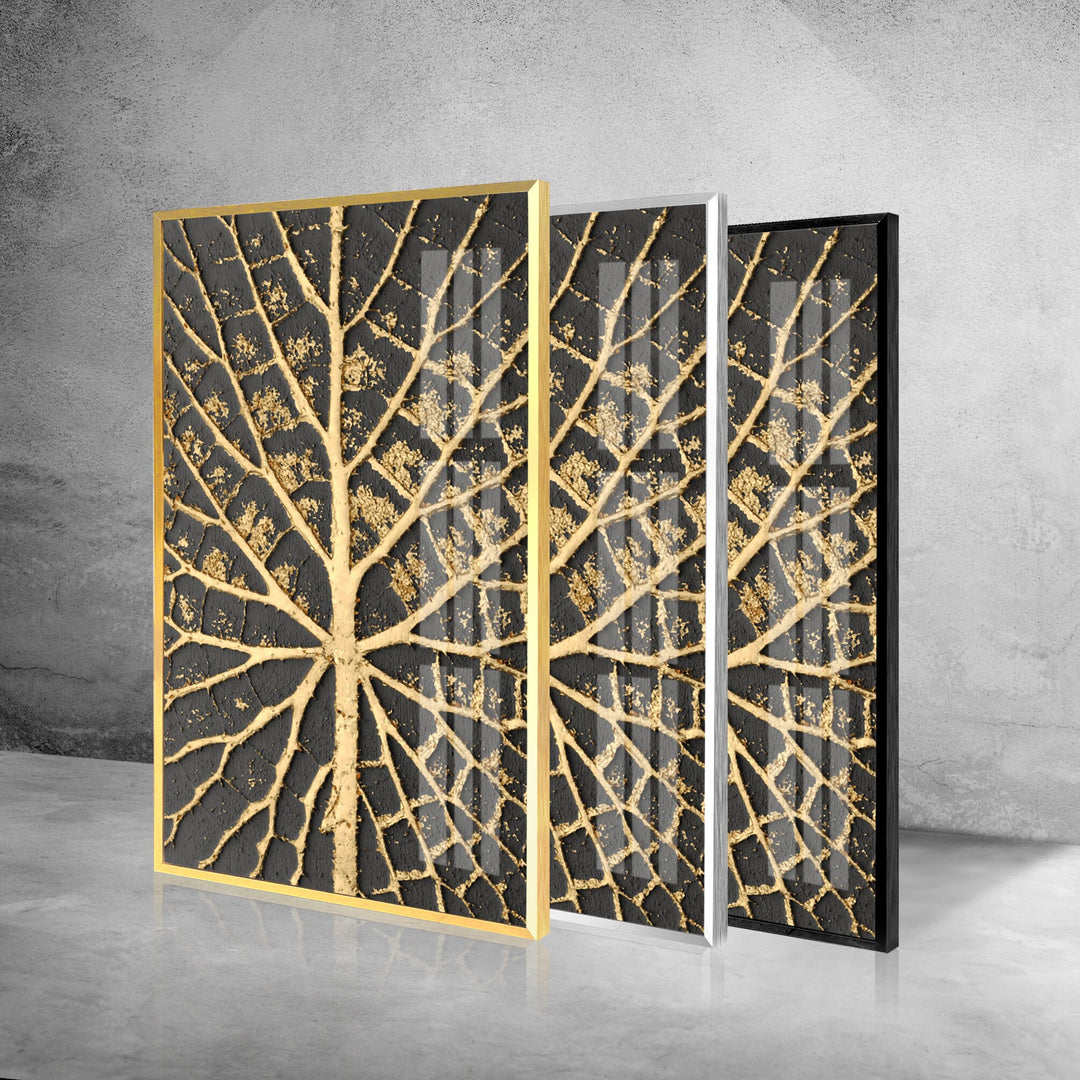 Golden Tree Branches Abstract Glass Wall Art, art glass wall art, glass wall art pictures