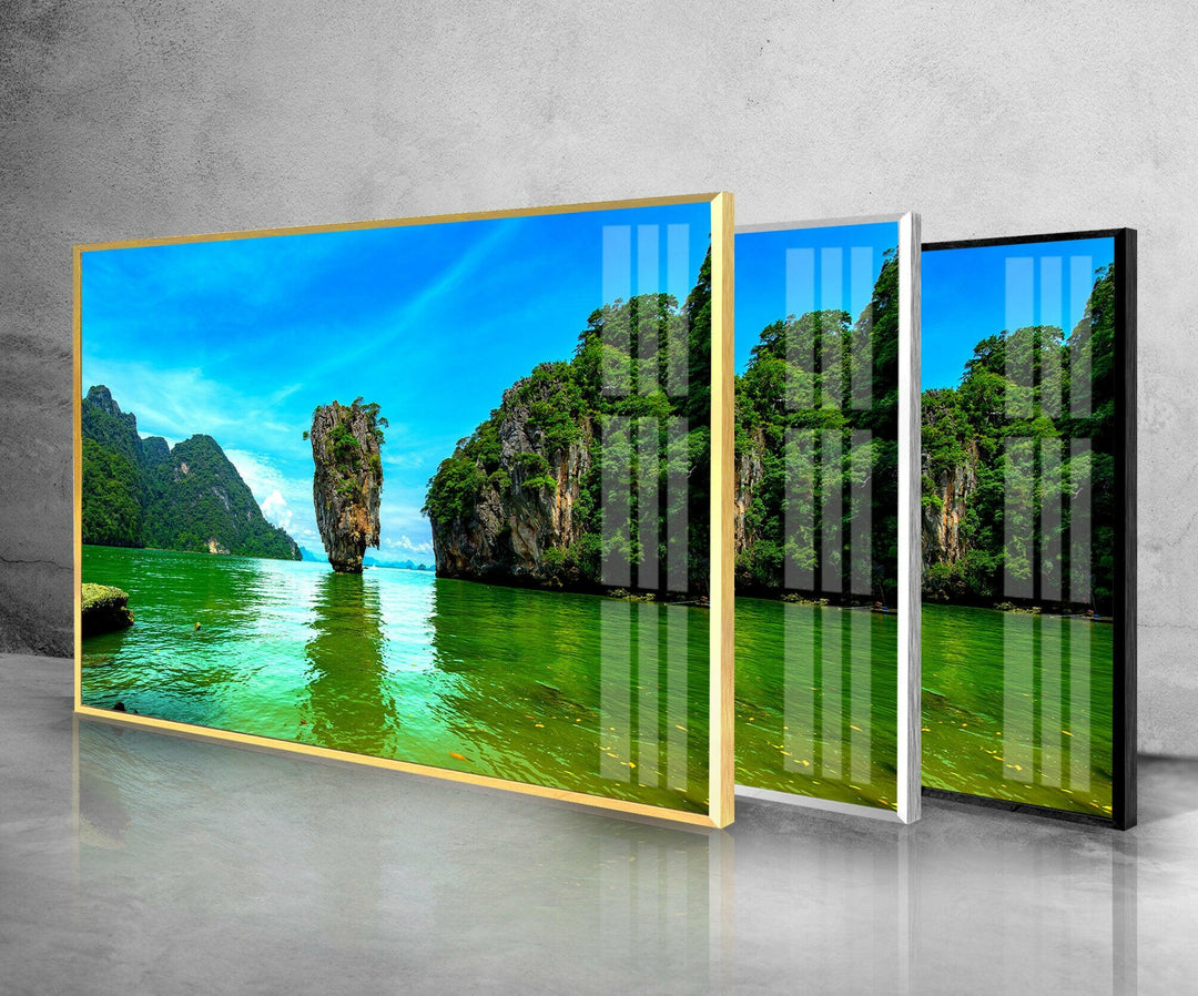 Phang Nga Bay Landscape Glass Wall Art stained glass wall art, stained glass wall decor