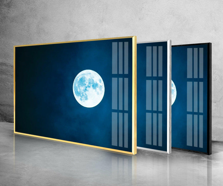 Night With Full Moon Glass Wall Art glass image printing, glass prints from photos