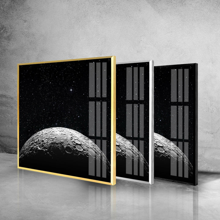 Moon Surface Glass Wall Art, large glass photo prints, glass wall photos