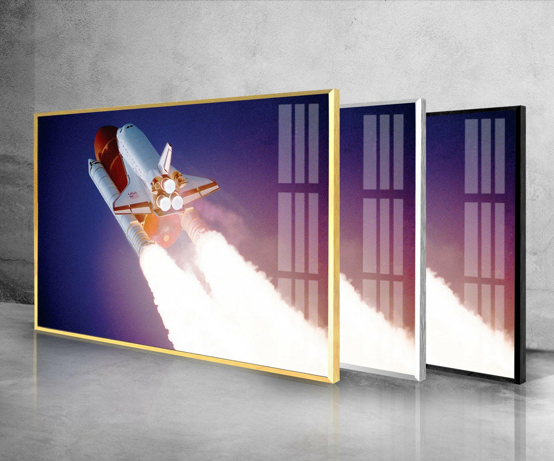 Space Shuttle Glass Wall Art, glass image printing, glass prints from photos