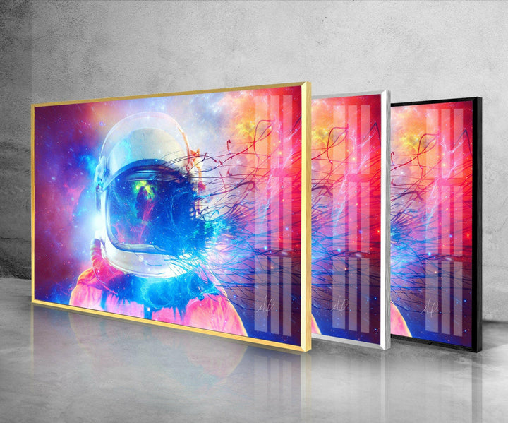 Neon Astronaut Glass Wall Art, glass pictures for Wall, glass prints wall art