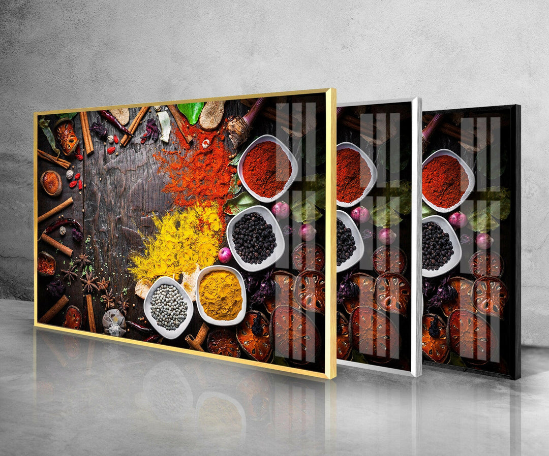 Mixed Spices Glass Wall Art, glass pictures for Wall, glass prints wall art