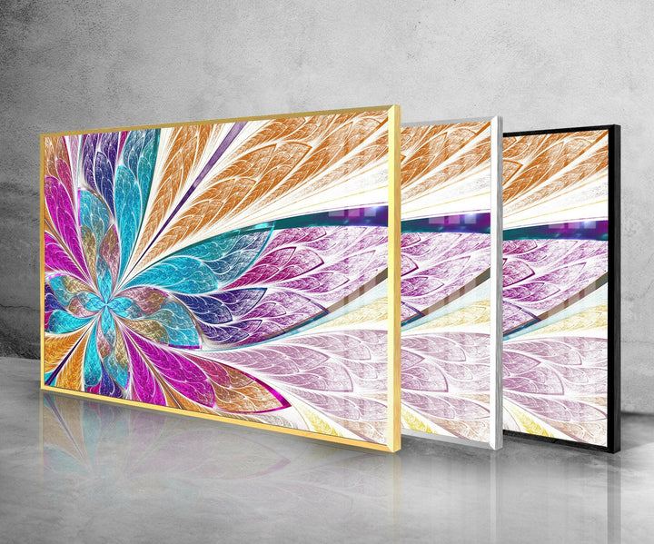 Stained Pink Fractal Design Glass Wall Art