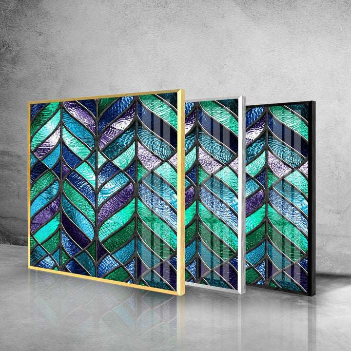 Blue and Green Abstract Glass Wall Art