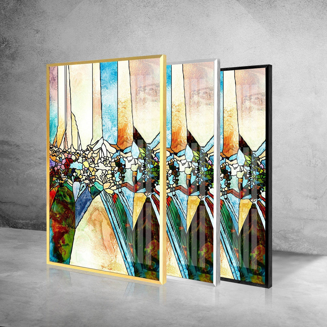 Geometric Mosaic Abstract Glass Wall Art, print picture on glass, Tempered Glass Wall Art