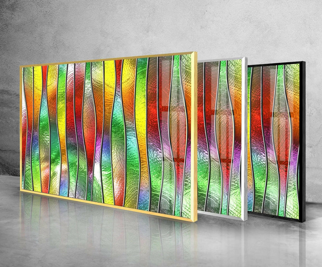 Green & Yellow Fractal Art Glass Wall Art large glass photo prints, glass wall photos
