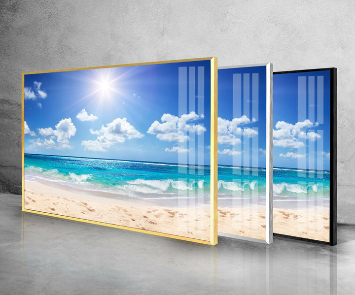 Summer Beach Landscape Glass Wall Art