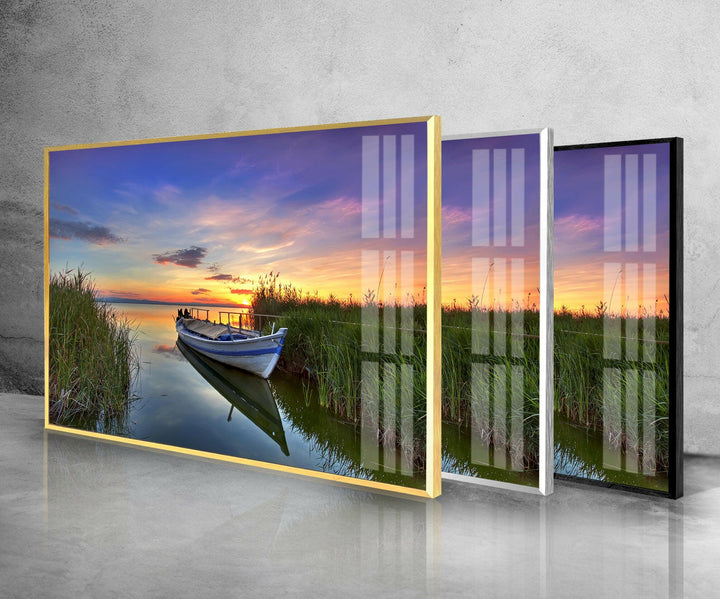 Rowing Boat On Lake Glass Wall Art glass photo prints, glass picture prints