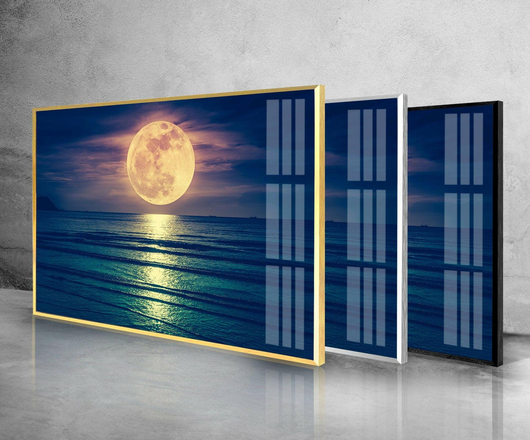 Moon Night Landscape Glass Wall Art glass image printing, glass prints from photos