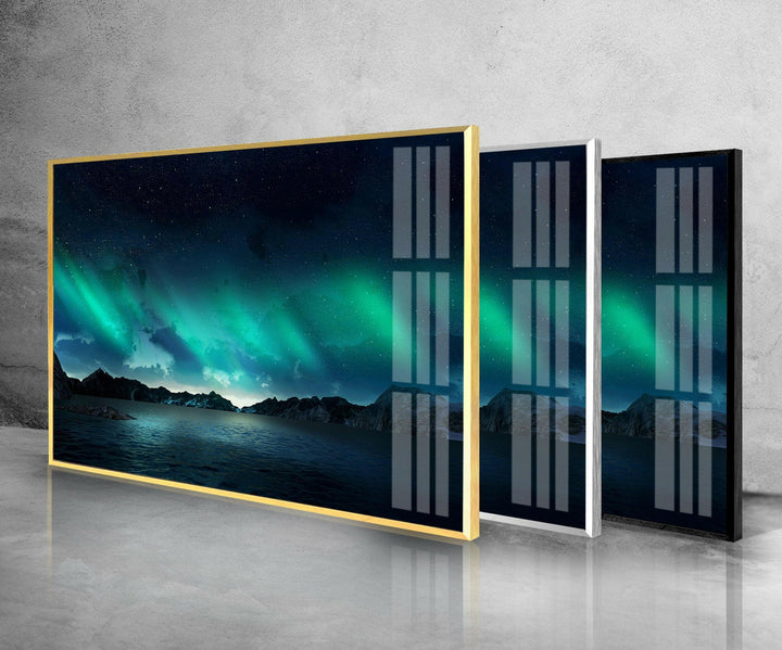 Ethereal Northern Lights Glass Wall Art glass art painting, glass art for the Wall