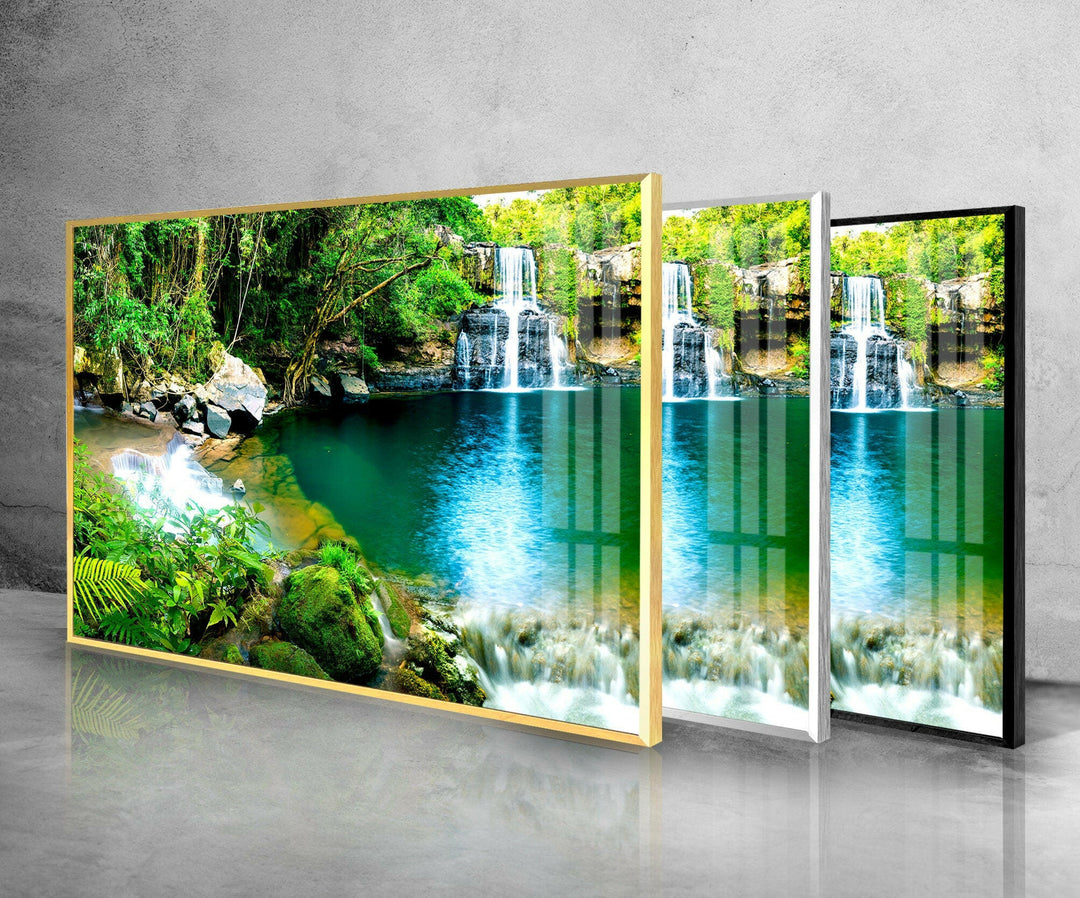 Waterfall Nature Landscape Glass Wall Art custom glass pictures, glass art prints