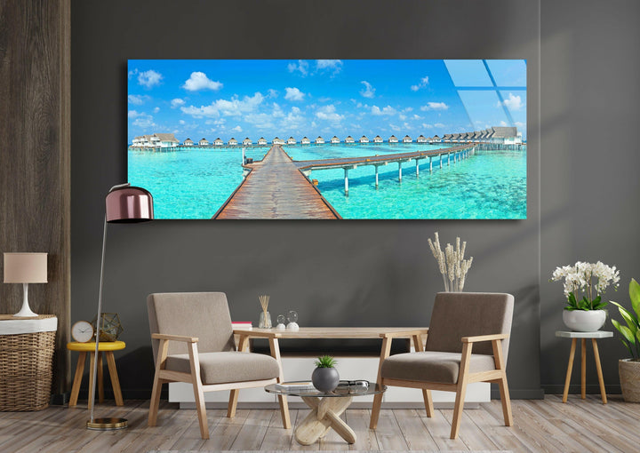 Tropical Maldives Glass Wall Art, custom glass pictures, glass art prints