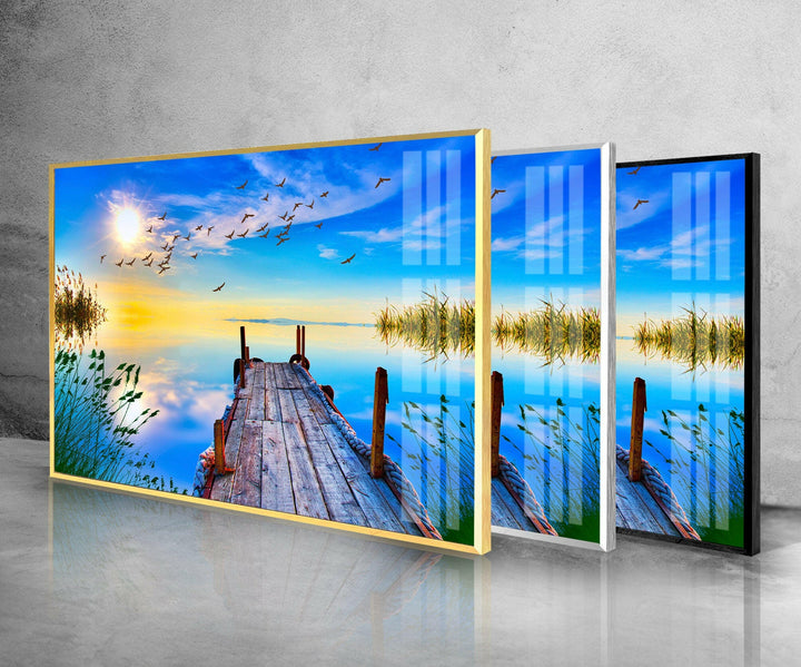 Sea Landscape With a Pier Glass Wall Art