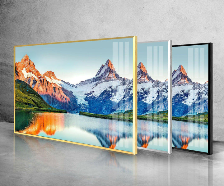 Swiss Alps Mountains Glass Wall Art glass pictures for Wall, glass prints wall art