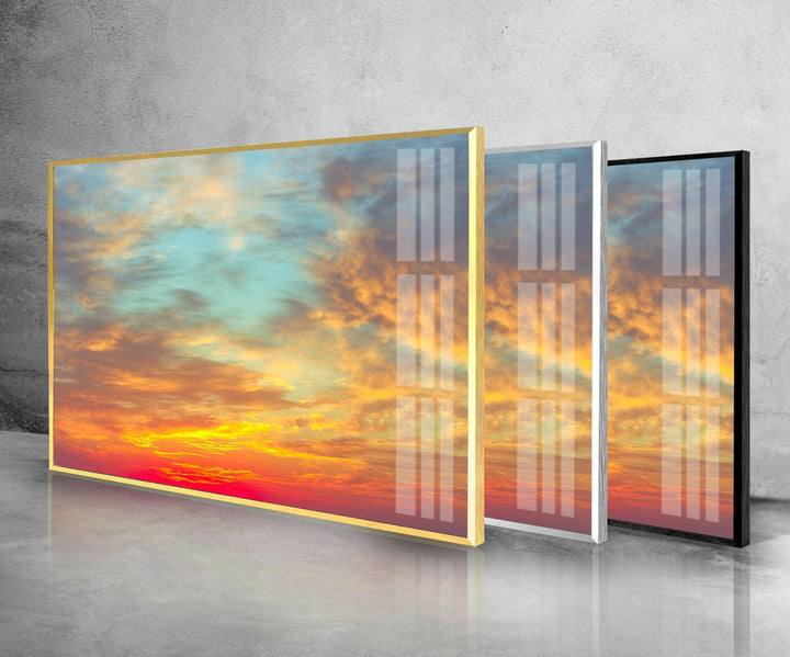 Colorful Sky Landscape Glass Wall Art stained glass wall art, stained glass wall decor