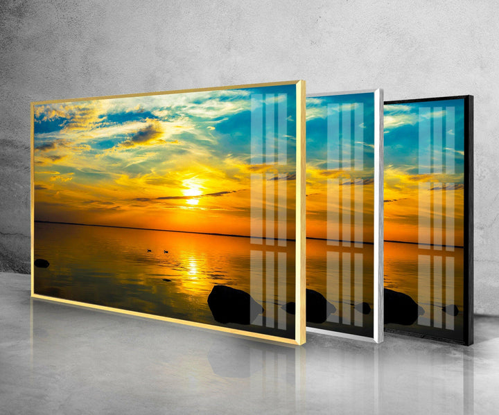 Sunset Sea Beauty Glass Wall Art print on glass, glass printed photos