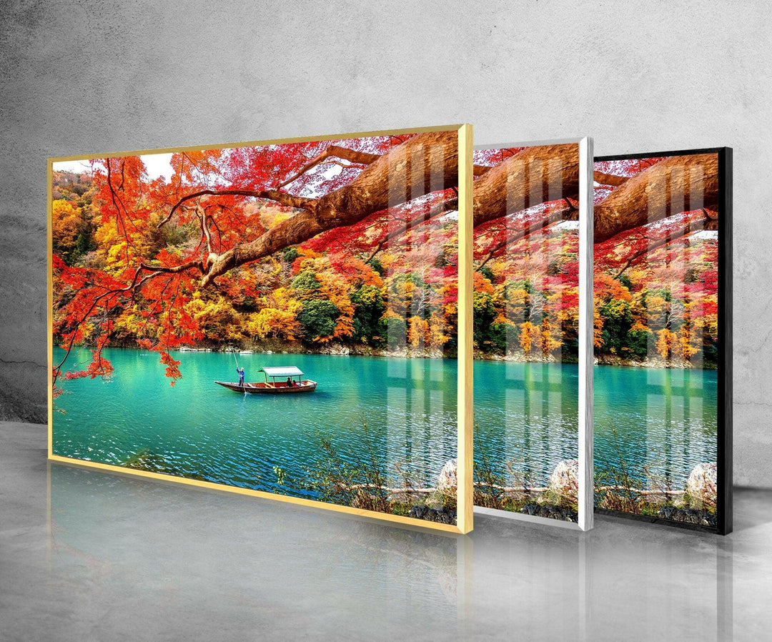 Kyoto Autumn Glass Wall Art             glass wall decor, glass wall art decor