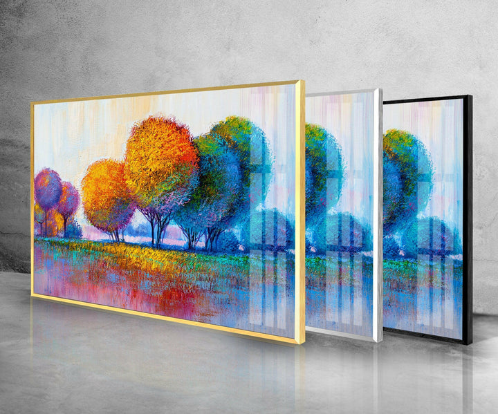 Colorful Trees Tempered Glass Wall Art - MyPhotoStation