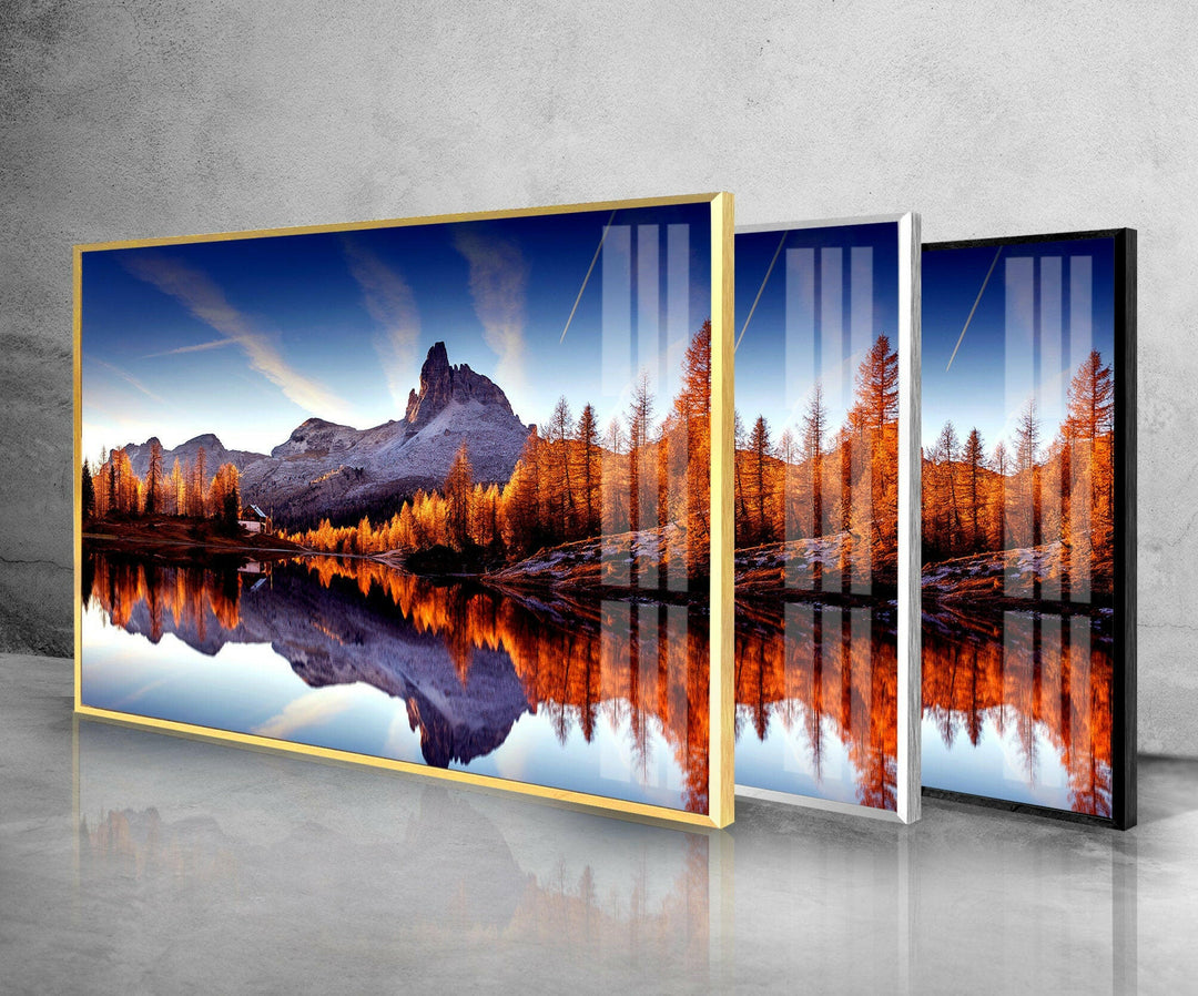 Majestic Sunset Mountains Glass Wall Art stained glass wall art, stained glass wall decor