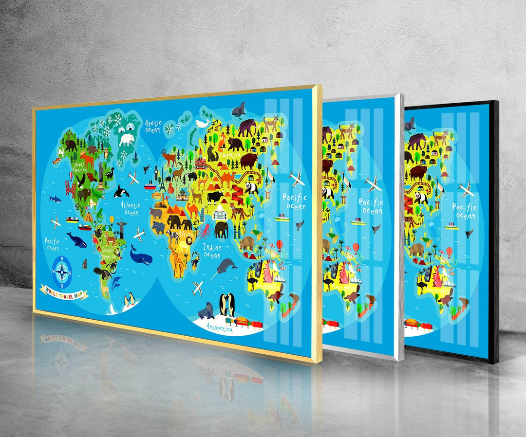 Travel Map Cool Art Prints & Glass Wall Pictures