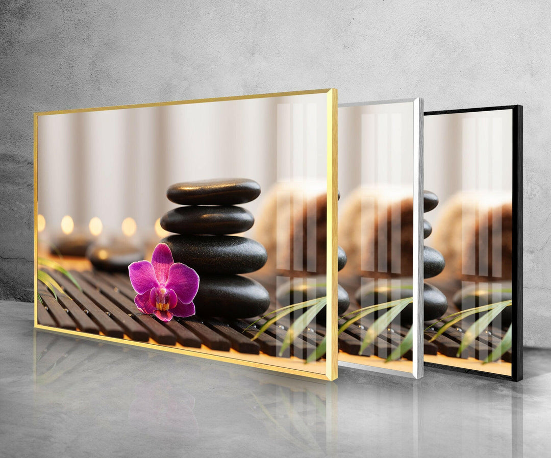 Pink Zen Spa Stones Cool Glass Art & Print on Glass