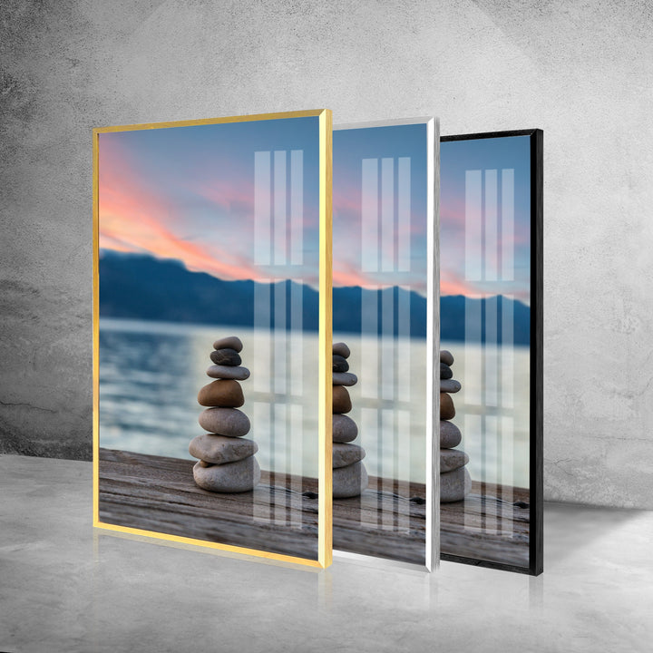 Stack Of Rocks Glass Wall Art print on glass, glass printed photos