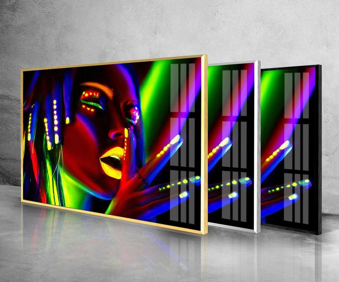 Vivid Neon Woman Cool Art Prints & Glass Photo