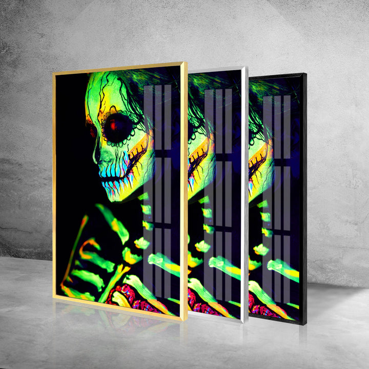 Neon Skeleton Tempered Glass Wall Art - MyPhotoStation