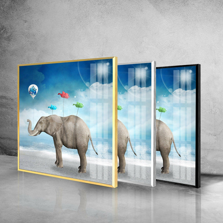 Surreal Elephant Glass Wall Art picture on glass wall art, photos printed on glass