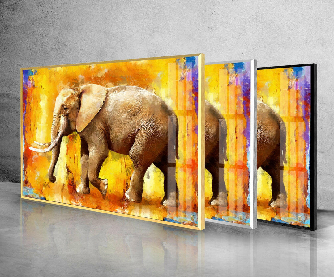 Elephant Painting Glass Wall Art print on glass, glass printed photos