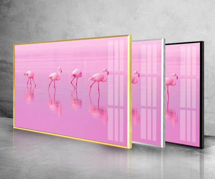 Pink Flamingos Glass Wall Art Glass Printing Wall Art, Print photos on glass