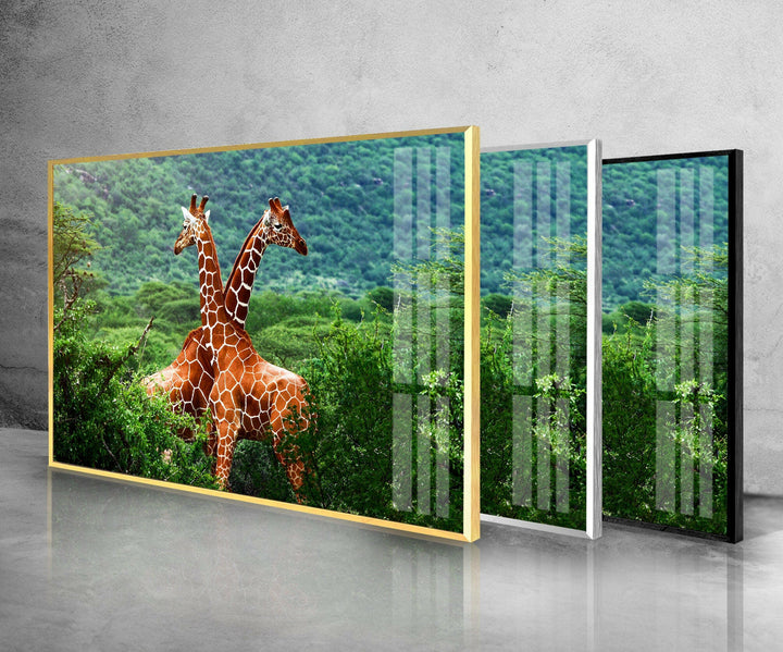 Giraffe in Forest Glass Wall Art stained glass wall art, stained glass wall decor