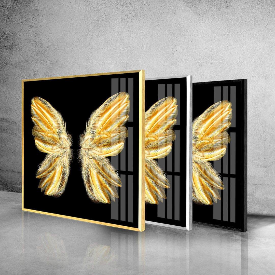 Golden Butterfly Glass Wall Art custom glass photo prints, large glass prints