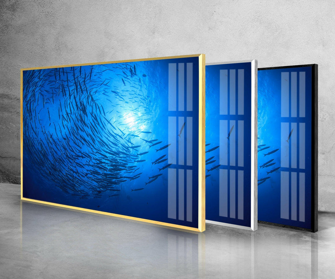 Under Ocean Fishes Glass Wall Art print on glass, glass printed photos