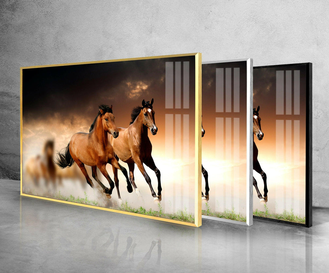 Wild Horses Running Glass Wall Art print picture on glass,Tempered Glass Wall Art