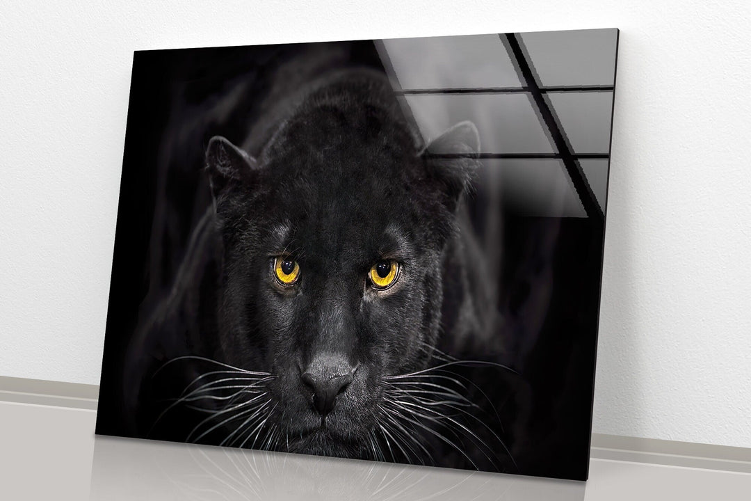 Black Panther Face Glass Wall Art picture on glass wall art, photos printed on glass