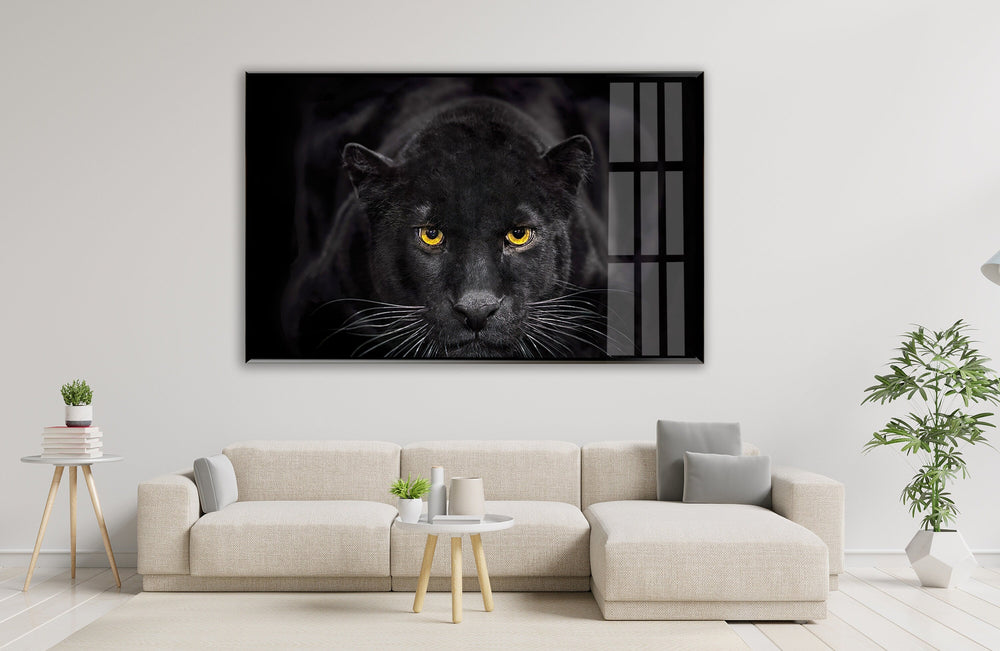 Black Panther Face Glass Wall Art custom glass photo prints, large glass prints