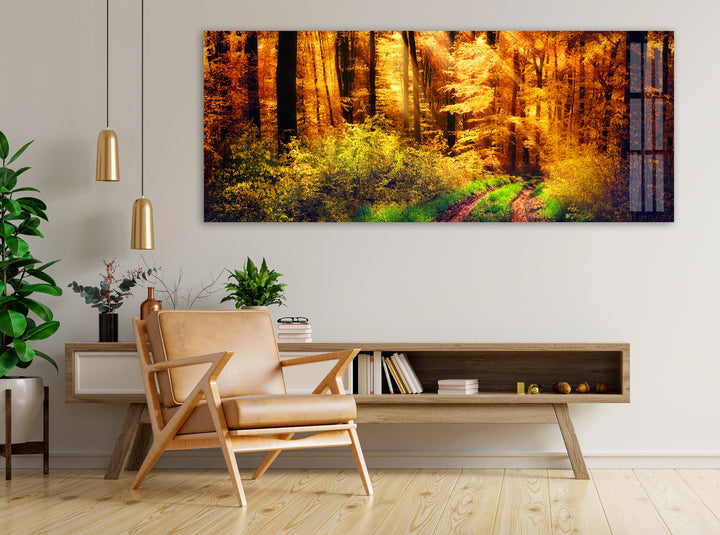 Sunny Autumn Landscape Glass Wall Art, glass image printing, glass prints from photos