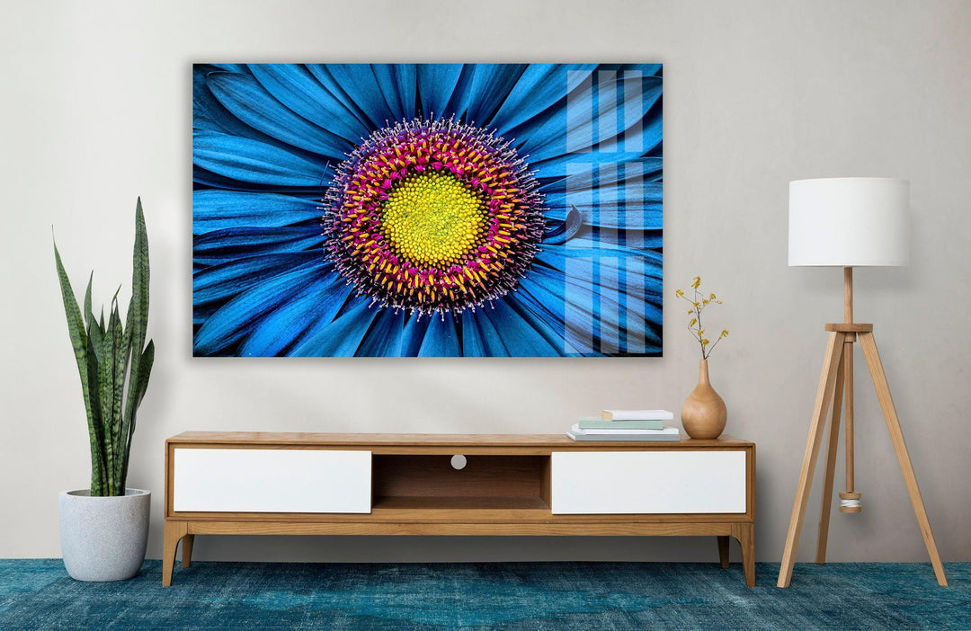 Close Up Gerbera Flower Glass Wall Art, glass art painting, glass art for the Wall