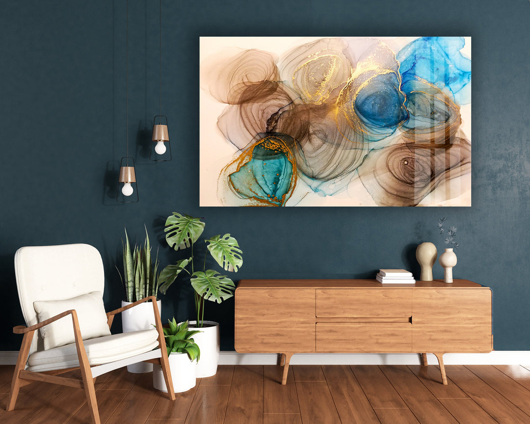 Colorful Oil Water Abstract Glass Wall Art, glass pictures for Wall, glass prints wall art