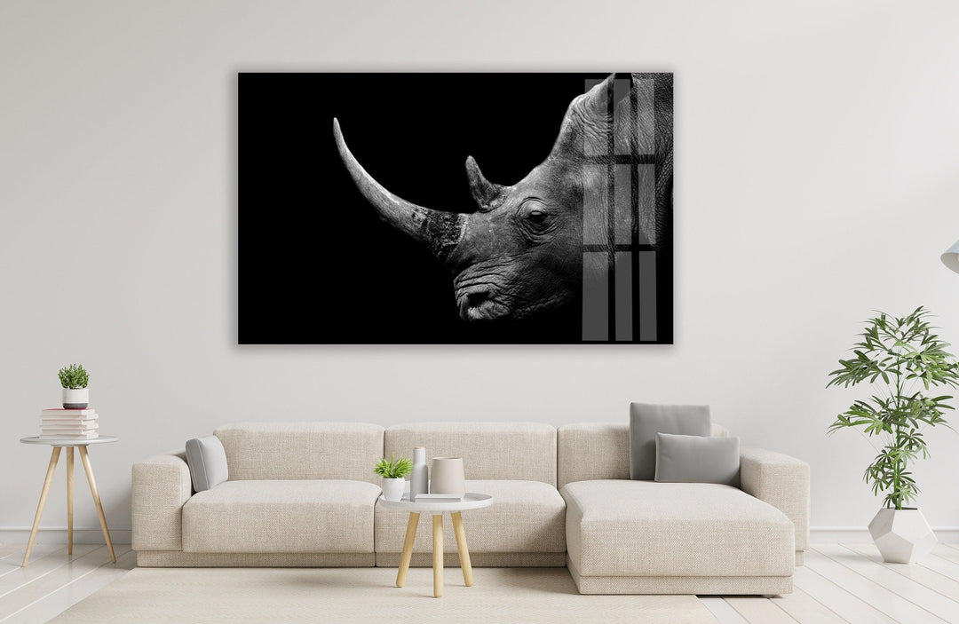 Rhino Head Glass Wall Art glass art painting, glass art for the Wall