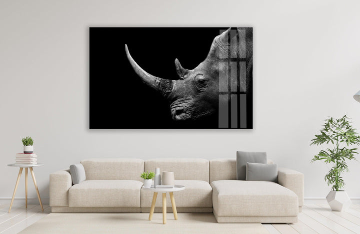 Rhino Head Glass Wall Art glass art painting, glass art for the Wall