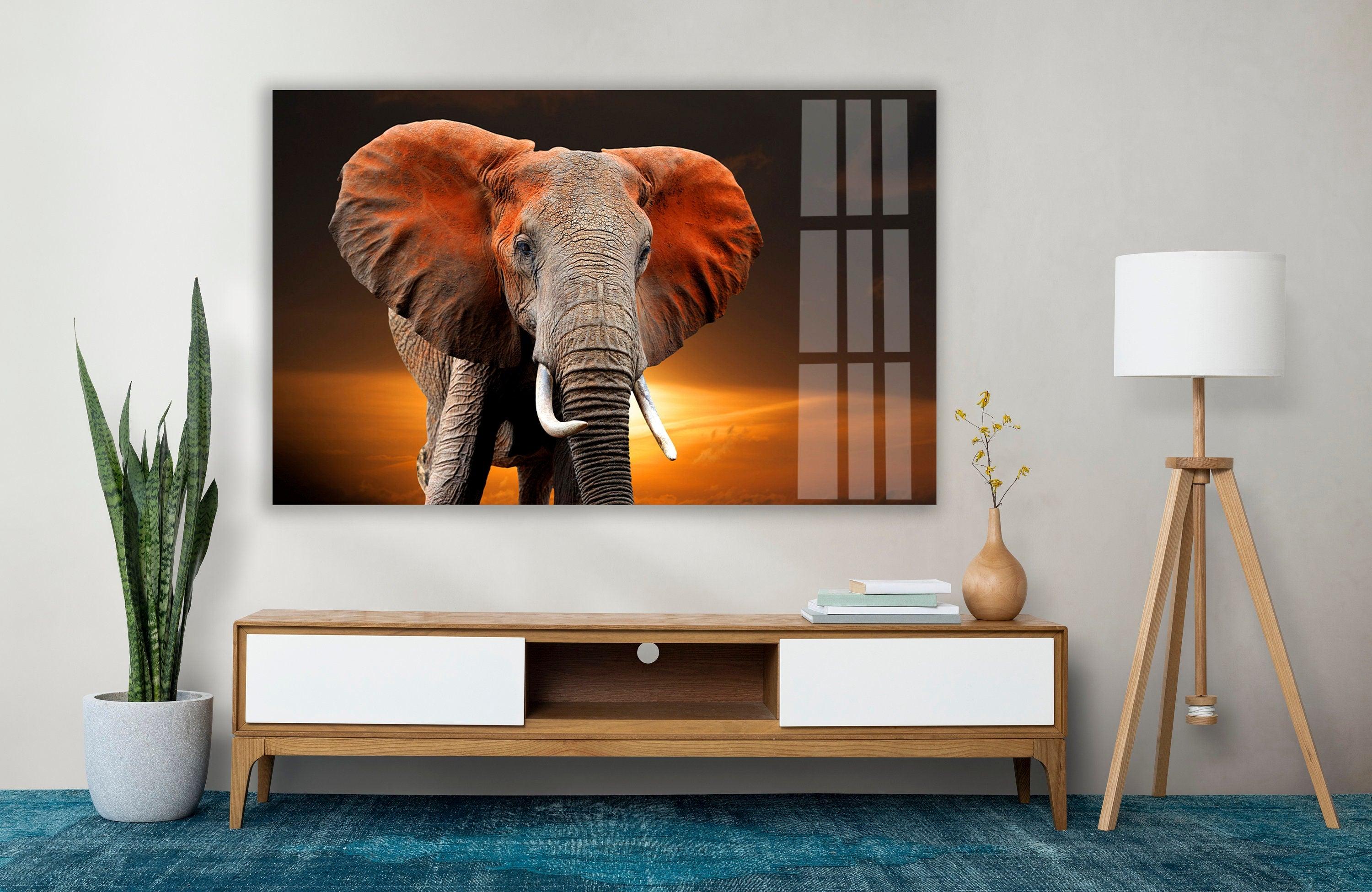 Tempered Glass, Glass Printing, Wall Decoration, deals Colorful Glass Printing, Elephant Glass Wall, Abstract Elephant Glass Wall Art,